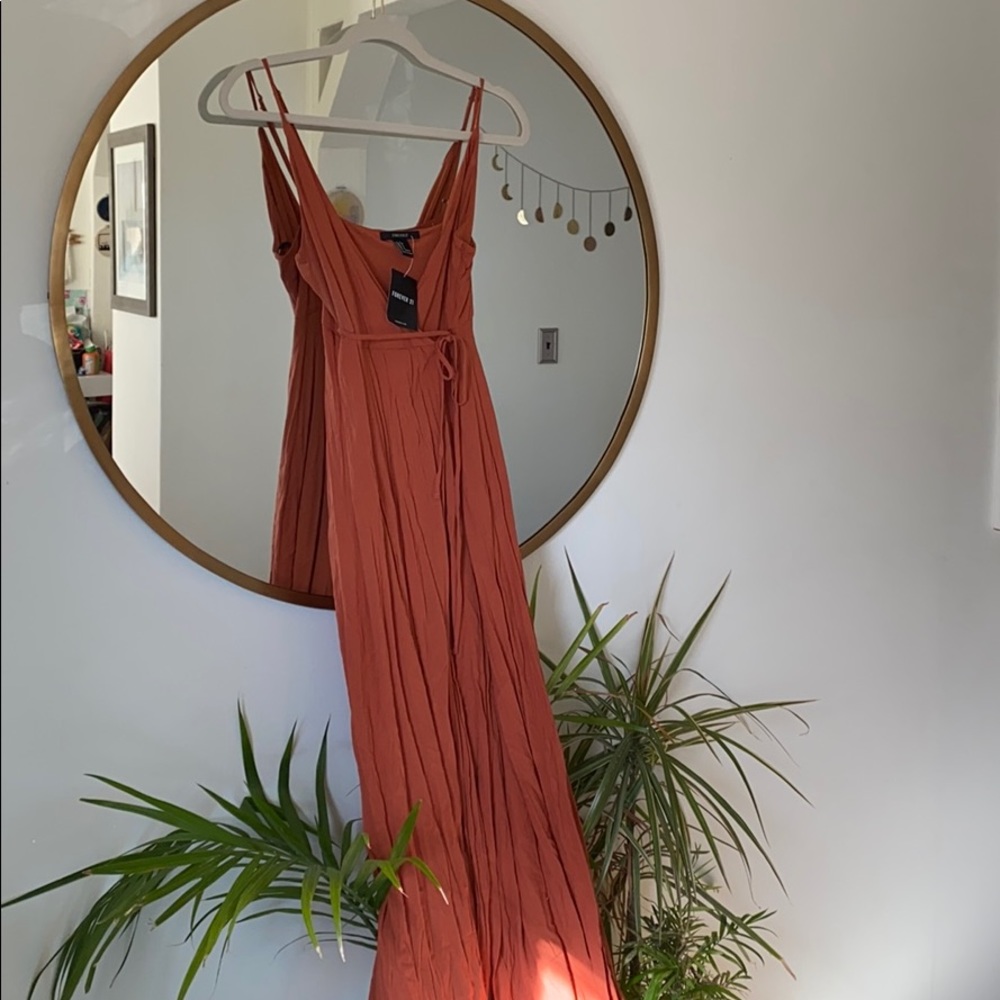 NWT forever 21 S rust maxi wrap dress